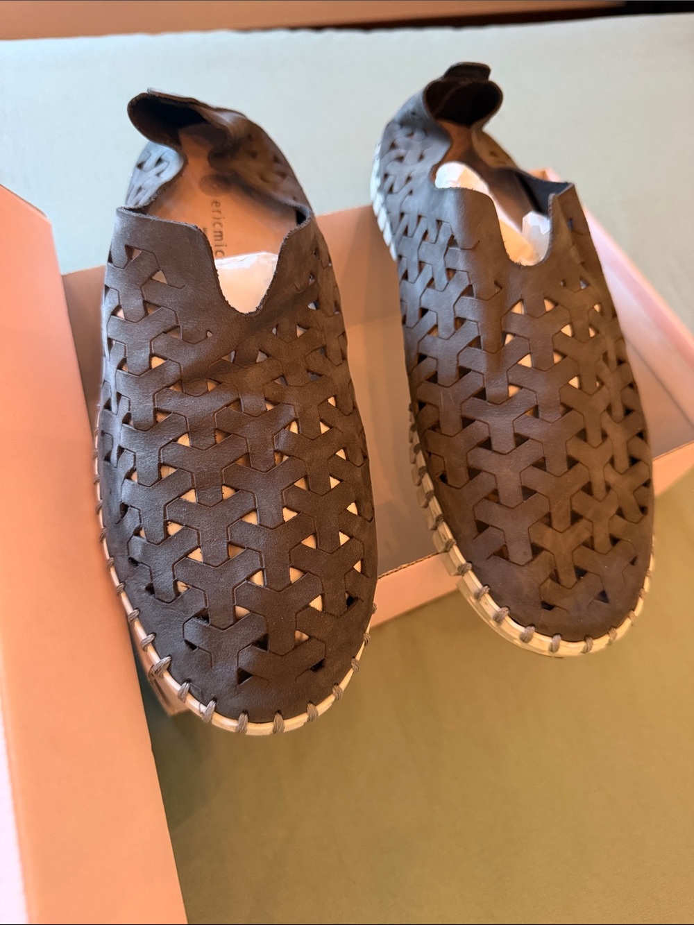 Eric Michael Grey/Olive Woven Slip-On Loafers